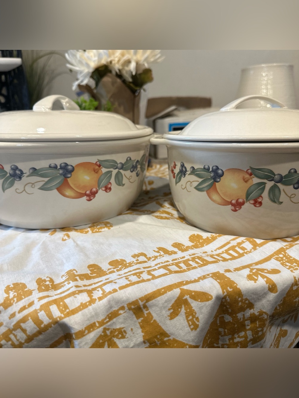 Corelle Coordinates Abundance 2.5 & 1.5 Quart Casserole Dishes W Lids EUC
